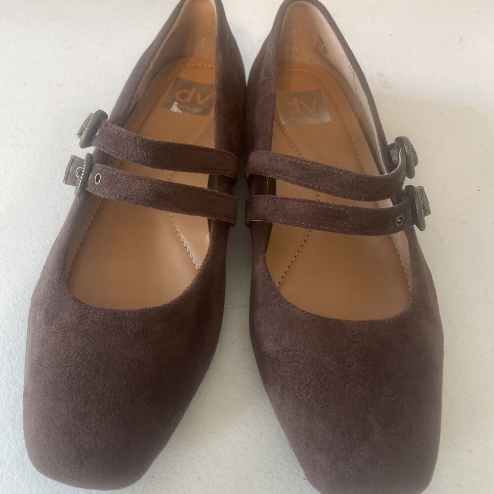 Dolce Vita Mayana Double Strap Mary Jane Suede Flats Brown Size 8.5